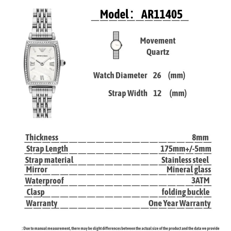 Emporio Armani Gianni T-Bar Quartz White Dial Silver Steel Strap Watch For Women - AR11405