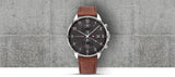 Tommy Hilfiger West Chronograph Grey Dial Brown Leather Strap Watch For Men - 1791710