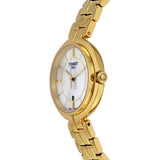 Tissot Flamingo Mother of Pearl White Dial Gold Steel Strap Watch For Women - T094.210.33.111.00
