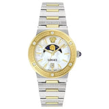 Versace Greca Logo Moonphase Mother of Pearl Dial Two Tone Steel Strap Watch for Women - VE7G00524