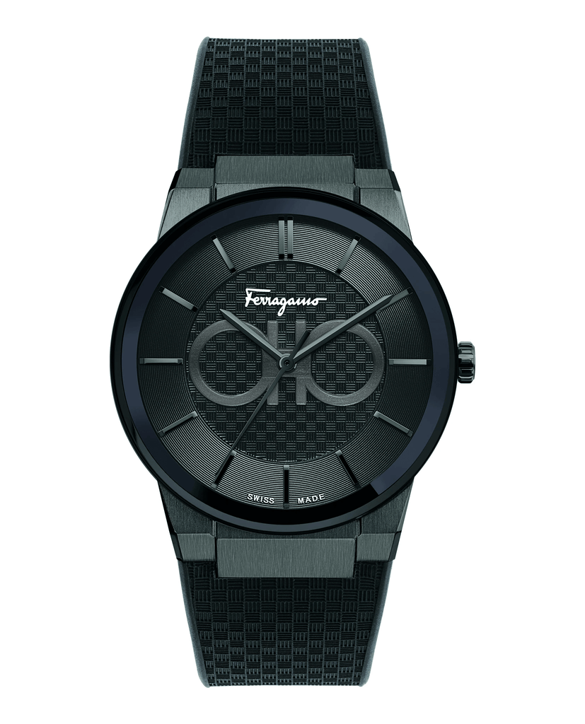 Salvatore Ferragamo Sapphire Black Dial Black Rubber Strap Watch for Men - SFHP00320
