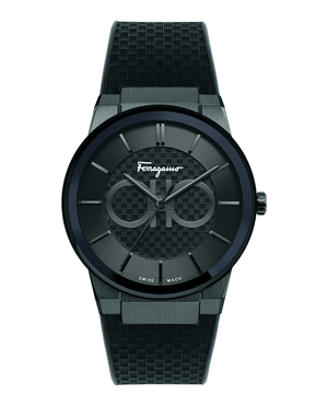 Salvatore Ferragamo Sapphire Black Dial Black Rubber Strap Watch for Men - SFHP00320