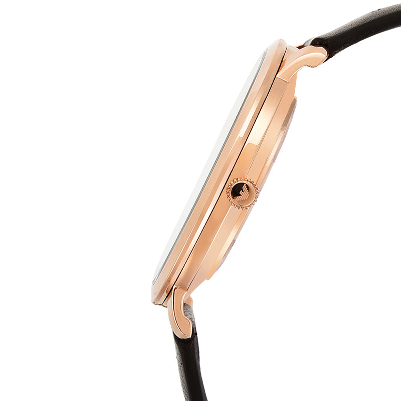 Emporio Armani Modern Slim Analog Silver Dial Brown Leather Strap Watch For Men - AR11163