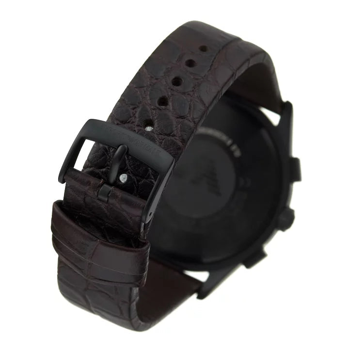 Emporio Armani Paolo Chronograph Black Dial Brown Leather Strap Watch For Men - AR11549