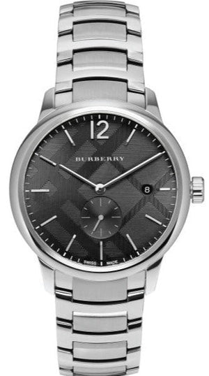 Burberry The Classic Round Black Dial Silver Steel Strap Watch for Men - BU10005