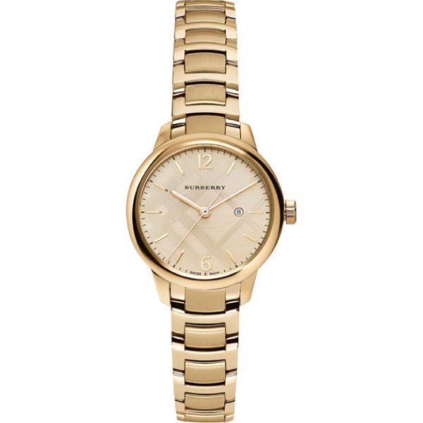 Burberry The Classic Champagne Dial Gold Steel Strap Watch for Women - BU10109