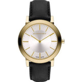 Burberry The City Gold Dial Black Leather Strap Watch for Men - BU2353