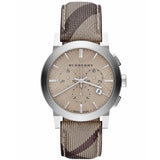 Burberry The City Smoke Dial Checked Brown Leather Strap Watch for Men - BU9358