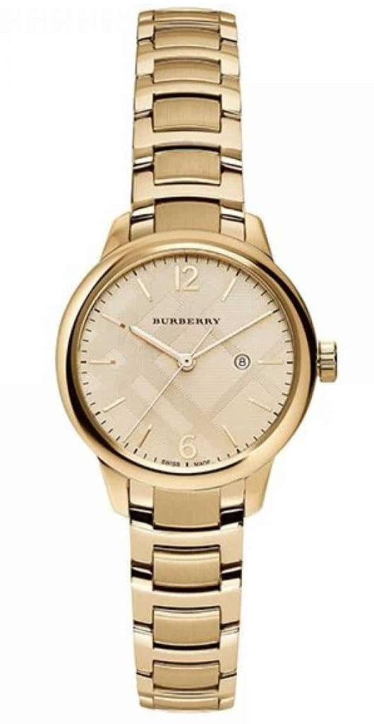Burberry The Classic Champagne Dial Gold Steel Strap Watch for Women - BU10109