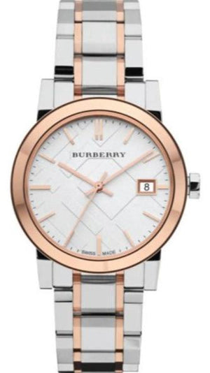 Burberry The City White Dial Two Tone Steel Strap Watch for Women - BU9105