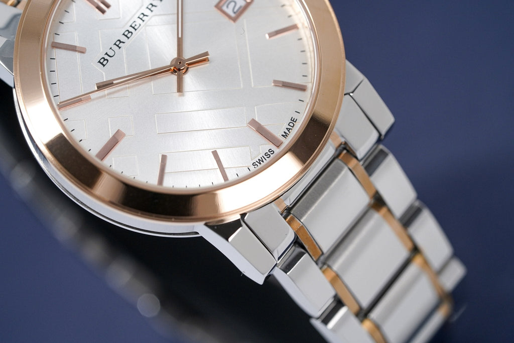 Burberry The City White Dial Two Tone Steel Strap Watch for Women - BU9006