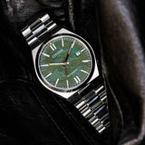 Citizen Tsuyosa Automatic Camouflage Green Dial Silver Steel Strap Watch For Men - NJ0159-86X