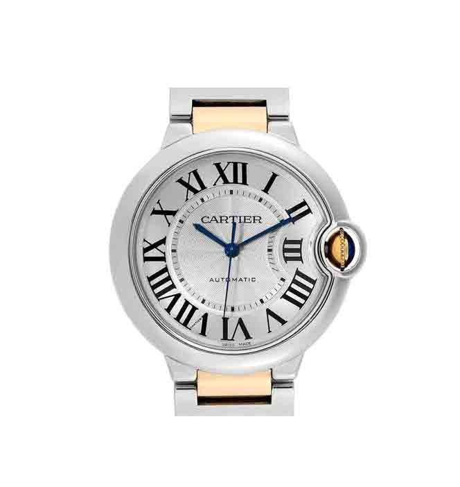 Cartier Ballon Bleu Silver Dial Two Tone Steel Strap Watch for Unisex Watch - W69008Z3