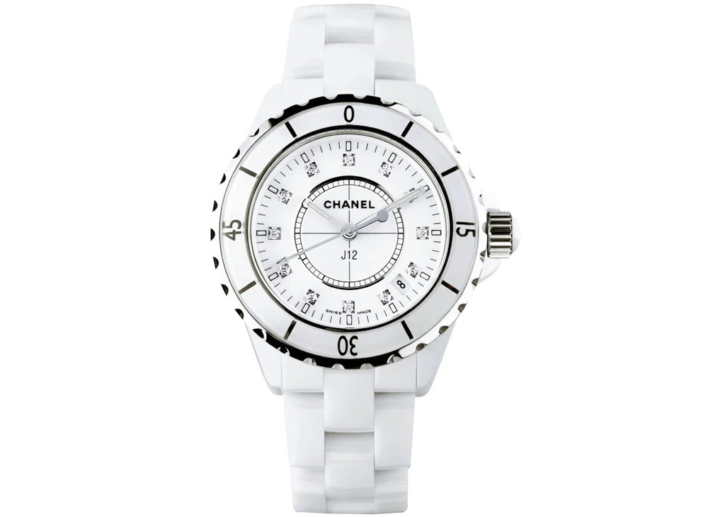 Chanel J12 Diamonds Ceramic White Dial White Steel Strap Watch for Women - J12 H1628