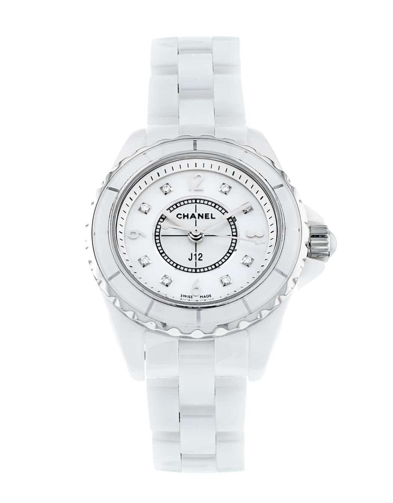 Chanel J12 Diamonds Quartz Mother of Pearl White Dial White Steel Strap Watch for Women - J12 H2570