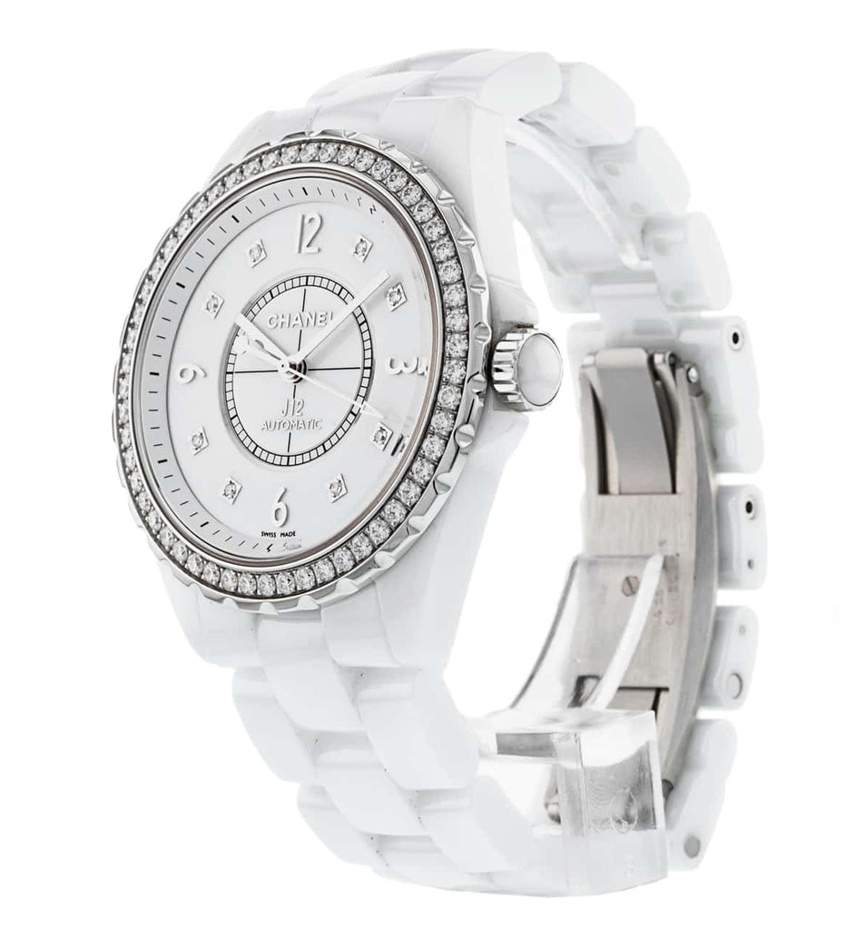 Chanel J12 Quartz Diamonds White Dial White Steel Strap Watch for Women - J12 H3110