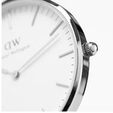 Daniel Wellington Classic Sheffield White Dial Black Leather Strap Watch For Women - DW00100053