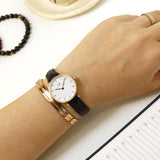 Daniel Wellington Classic Petite Sheffield White Dial Black Leather Strap Watch For Women - DW00100230