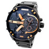 Diesel Big Daddy Chronograph Black Dial Black Steel Strap Watch For Men - DZ7312