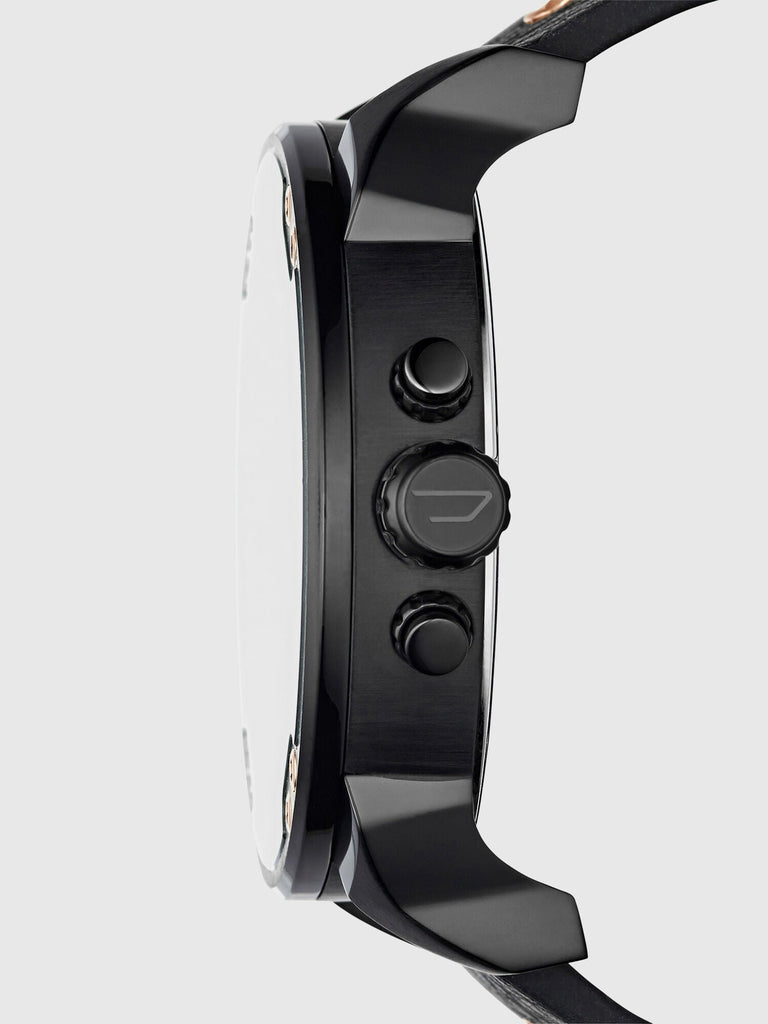 Diesel Mr Daddy 2.0 Chronograph Black Dial Black Leather Strap Watch For Men - DZ7350