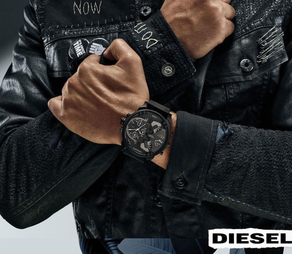 Diesel Mr Daddy 2.0 Chronograph Black Dial Black Steel Strap Watch For Men - DZ7396