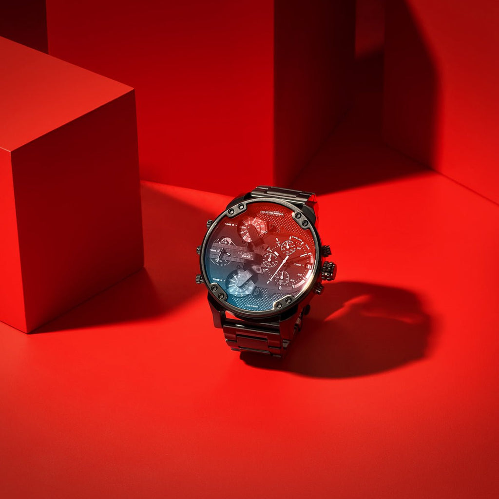 Diesel Mr Daddy 2.0 Chronograph Black Dial Black Steel Strap Watch For Men - DZ7395