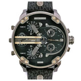 Diesel Mr Daddy 2.0 Chronograph Black Dial Black Leather Strap Watch For Men - DZ7348