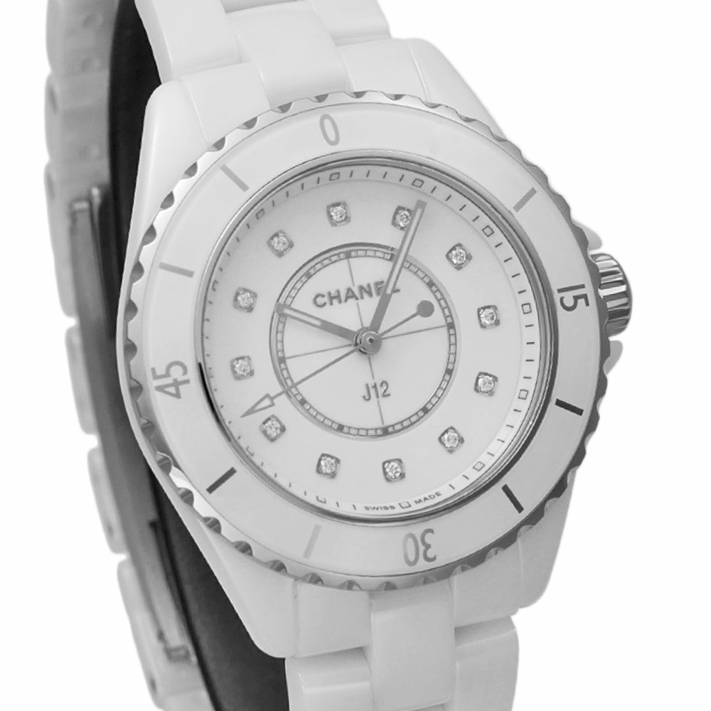 Chanel J12 Quartz Diamonds White Dial White Steel Strap Watch for Women - J12 H5703