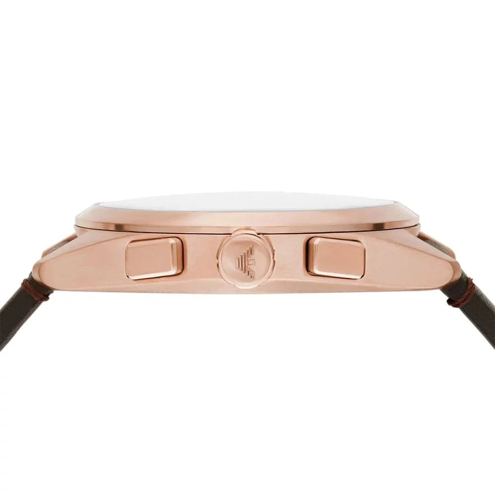 Emporio Armani Claudio Chronograph Blue Dial Brown Leather Strap Watch For Men - AR11554