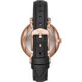 Fossil Jacqueline Mother of Pearl Dial Black Leather Strap Watch for Women - ES4535
