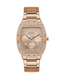 Guess Raven Diamonds Rose Gold Dial Rose Gold Steel Strap Watch for Women - GW0104L3