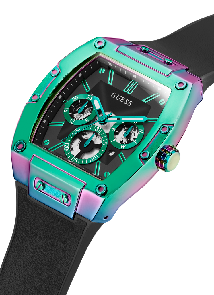 Guess Phoenix Multifunction Black Dial Black Rubber Strap Watch for Men - GW0202G5