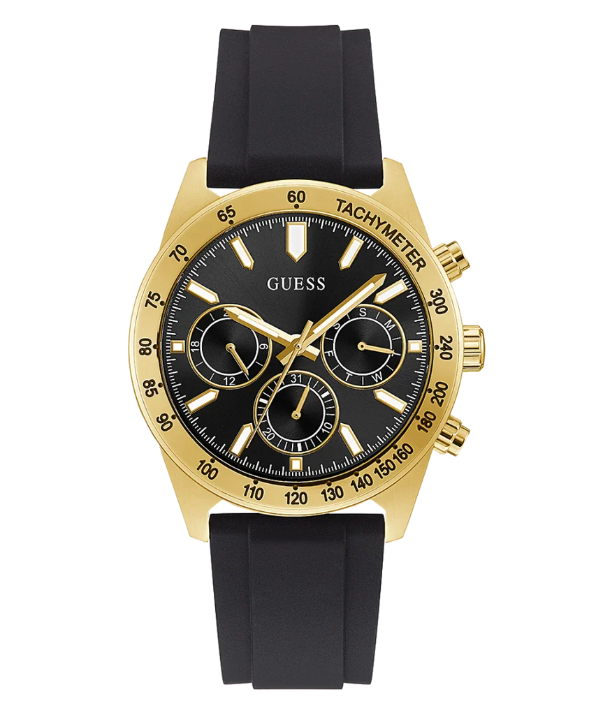 Guess Sport Multifunctional Black Dial Black Rubber Strap Watch for Men - GW0332G2