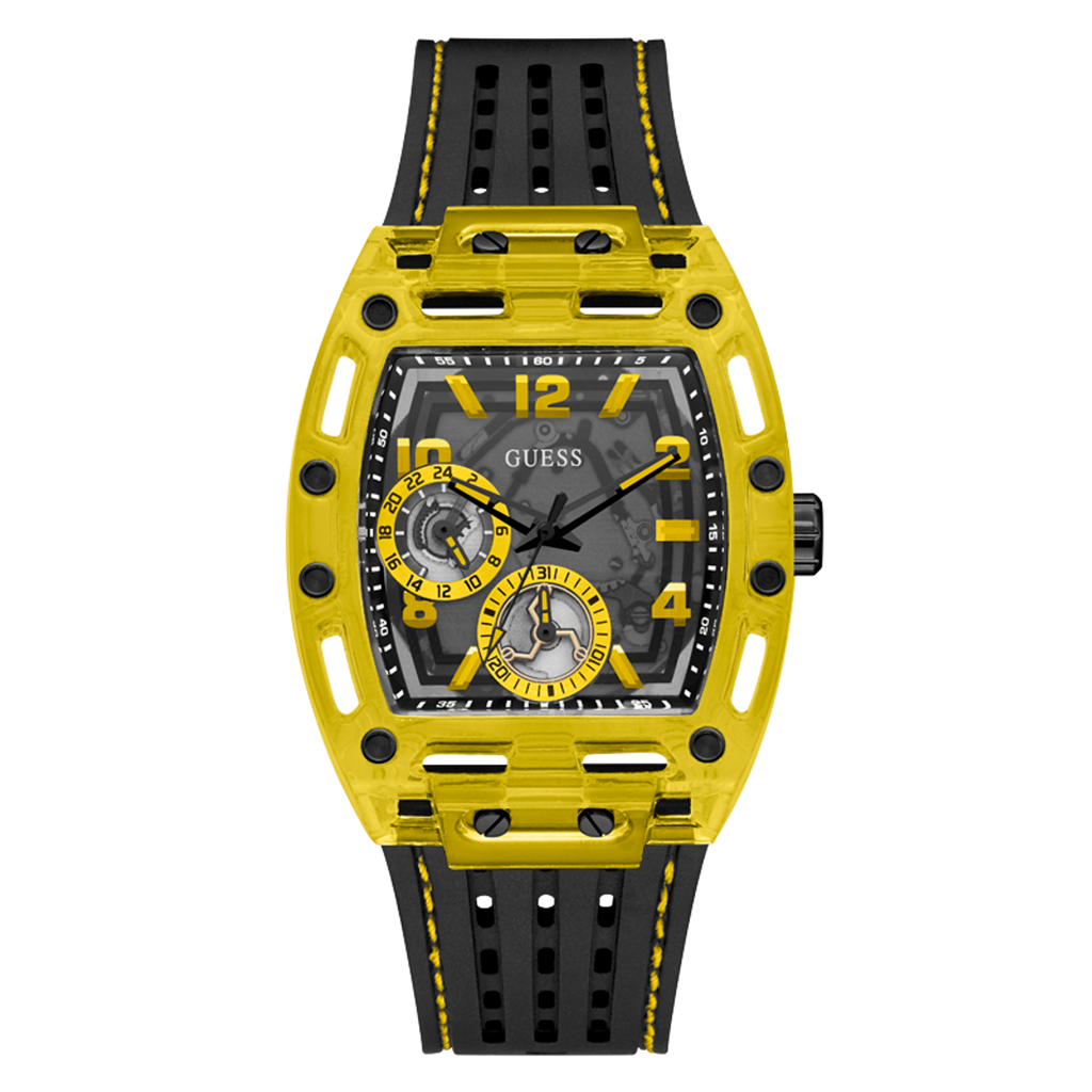 Guess Phoenix Chronograph Black Dial Black Rubber Strap Watch for Men - GW0499G2