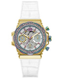 Guess Fusion Chronograph White Dial White Leather Strap Watch For Women - GW0553L2