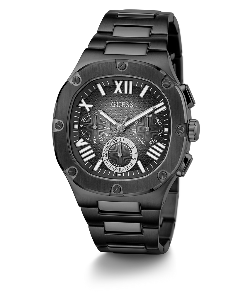 Guess Headliner Multifunction Black Dial Black Steel Strap Watch For Men - GW0572G3