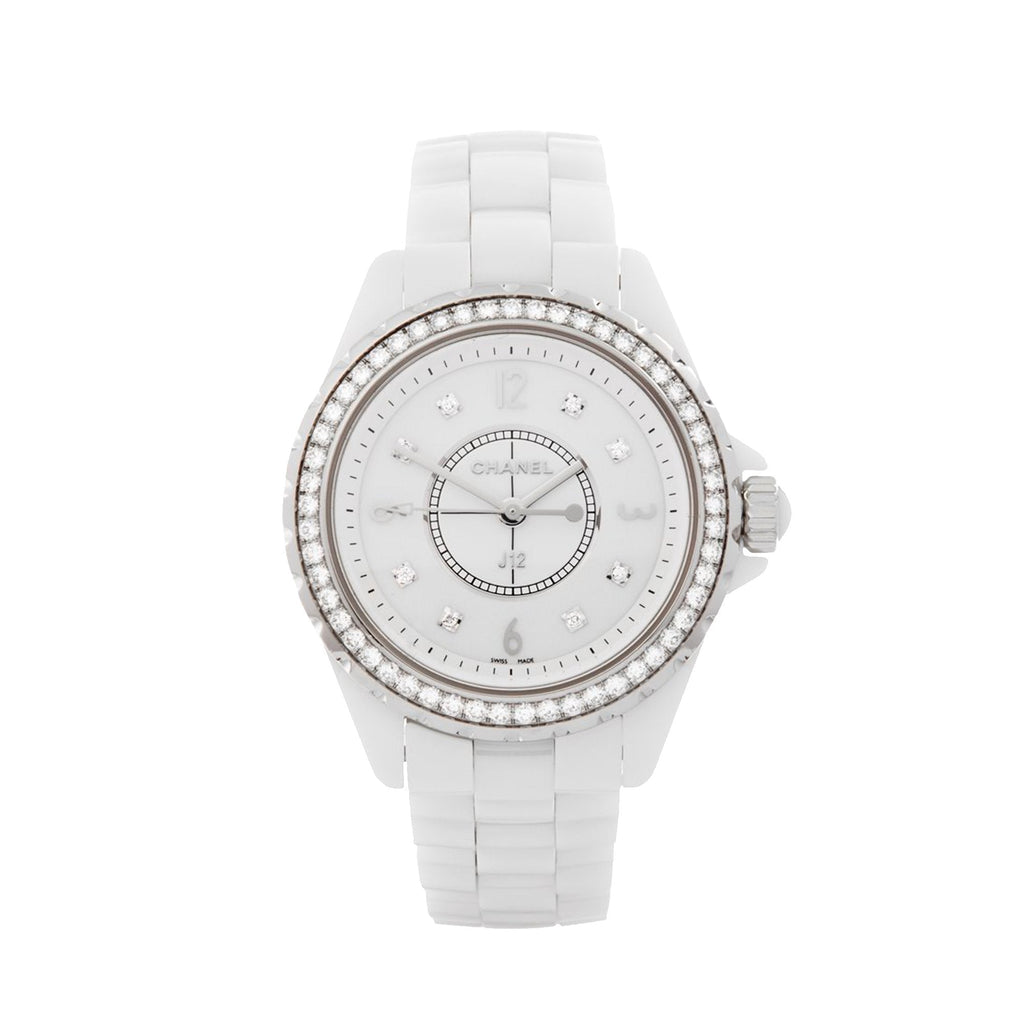 Chanel J12 Quartz Diamonds White Dial White Steel Strap Watch for Women - J12 H3110