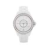 Chanel J12 Quartz Diamonds White Dial White Steel Strap Watch for Women - J12 H3110
