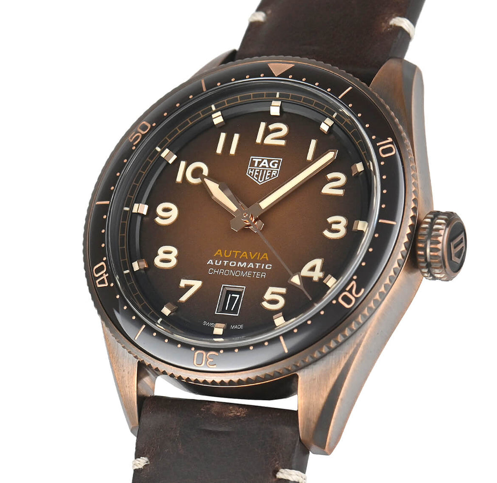Tag Heuer Autavia Brown Dial Brown Leather Strap Watch for Men - WBE5191.FC8276