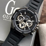 Guess Momentum Black Dial Black Rubber Strap Watch for Men - GW0263G4
