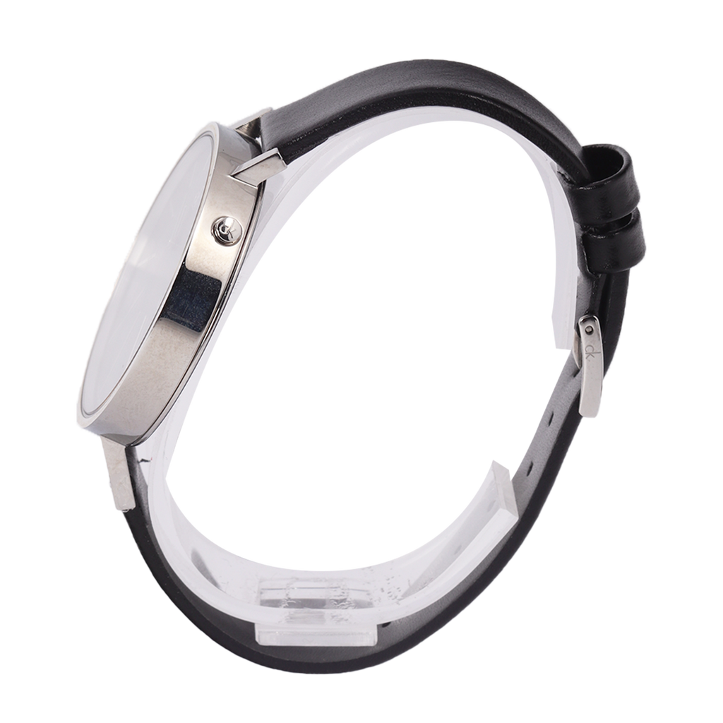 Calvin Klein Equal Black Dial Black Leather Strap Watch for Women - K3E231C1