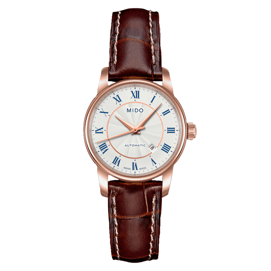 Mido Baroncelli III Automatic Silver Dial Brown Leather Strap Watch For Men - M8600.2.21.8