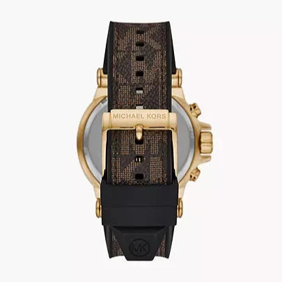 Michael Kors Dylan Chronograph Black Dial Brown Rubber Strap Watch For Men - MK8904