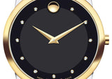 Movado Museum Classic Diamonds Black Dial Two Tone Steel Strap Watch For Men - 0606879