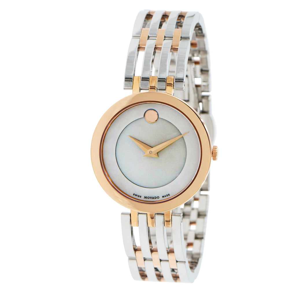 Movado Esperanza Mother of Pearl Dial Two Tone Steel Strap Watch For Women - 0607114