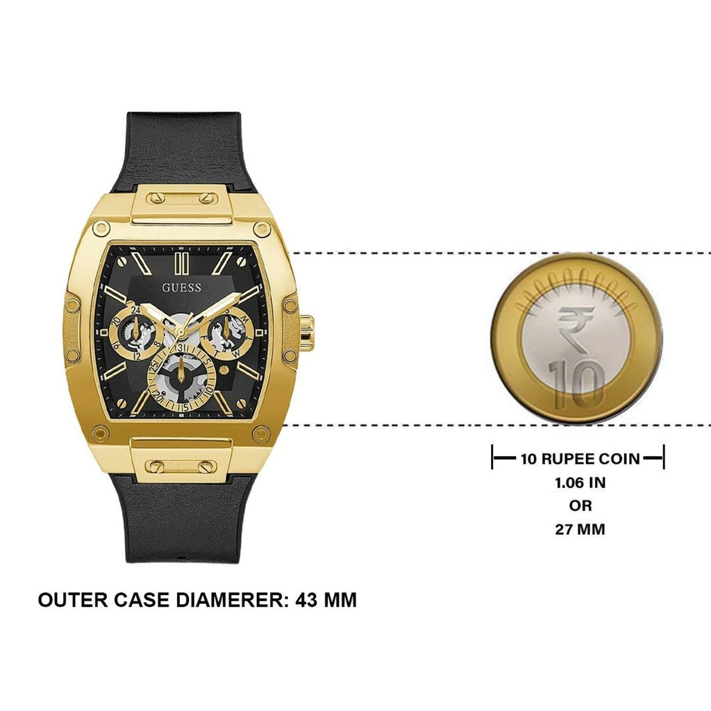 Guess Phoenix Multifunction Black Dial Black Leather Strap Watch for Men - GW0202G1
