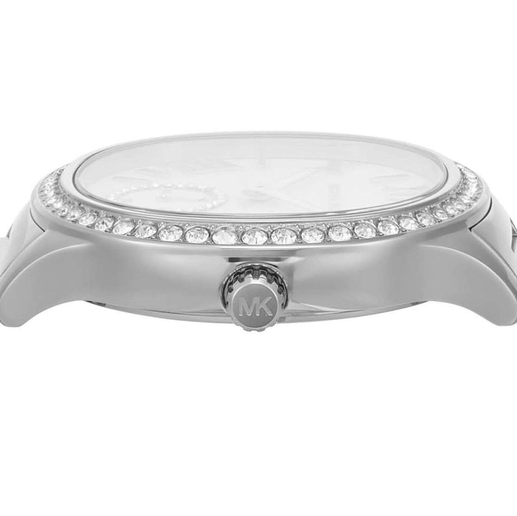 Michael Kors Sage Three-Hand White Dial Silver Steel Strap Watch for Women - MK4807