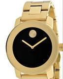 Movado Bold Black Dial Gold Steel Strap Unisex Watch - 3600397