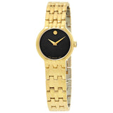 Movado Veturi Quartz Black Dial Gold Steel Strap Watch for Men - 0606934