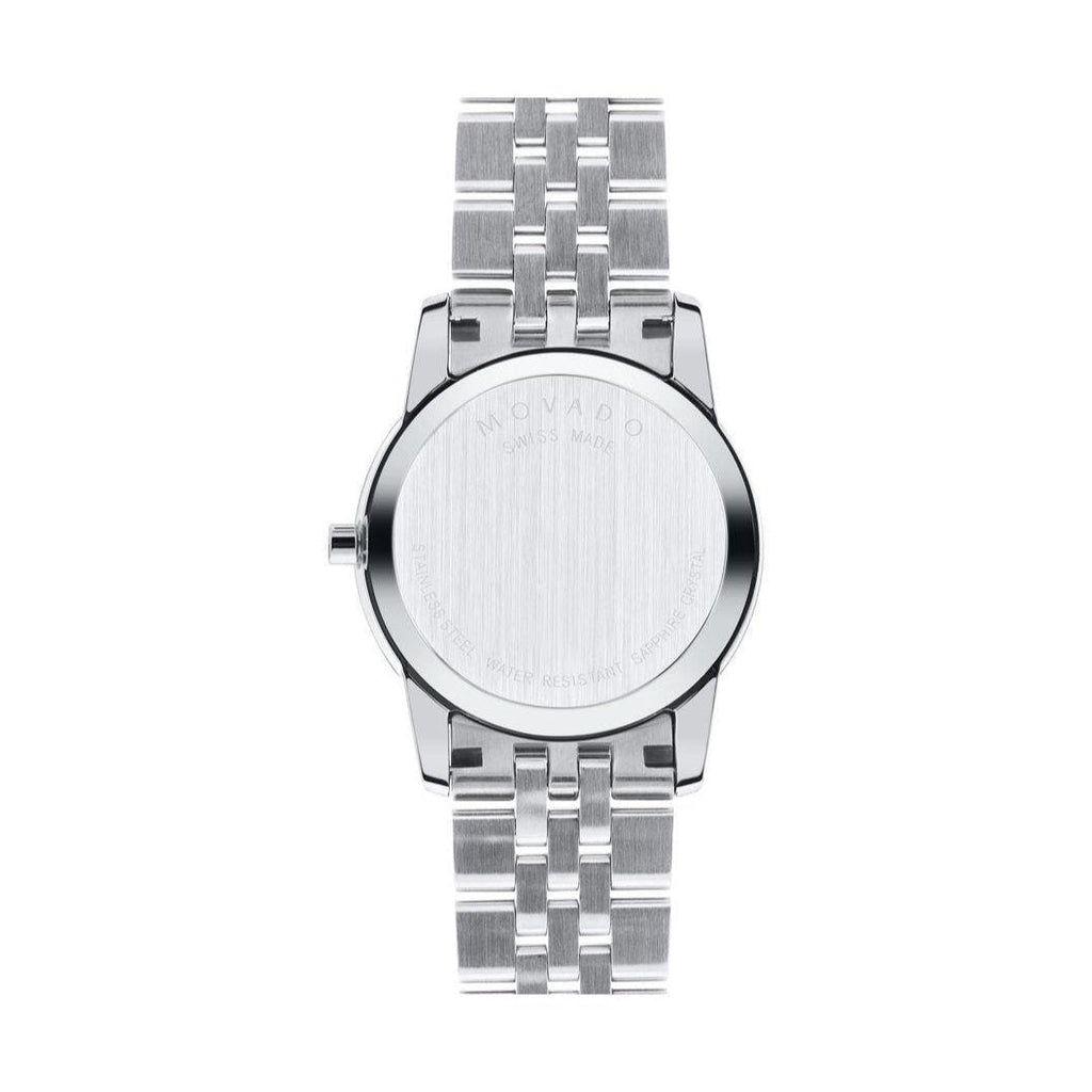 Movado Museum Classic Black Dial Silver Steel Strap Watch For Women - 0606505